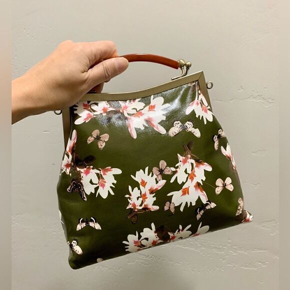 Handmade Genuine Leather Floral Print, Vintage Style Double Kisslock Handbag Set - Picture 8 of 16